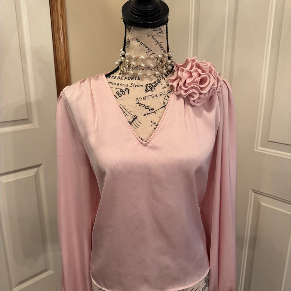 Rachel Zoe Elegant Pink V-Neck Blouse